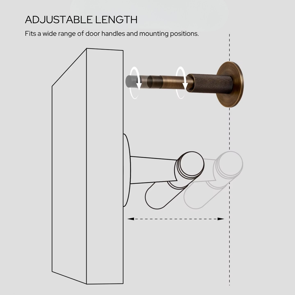 Knurled Solid Brass Cylinder Door Stop