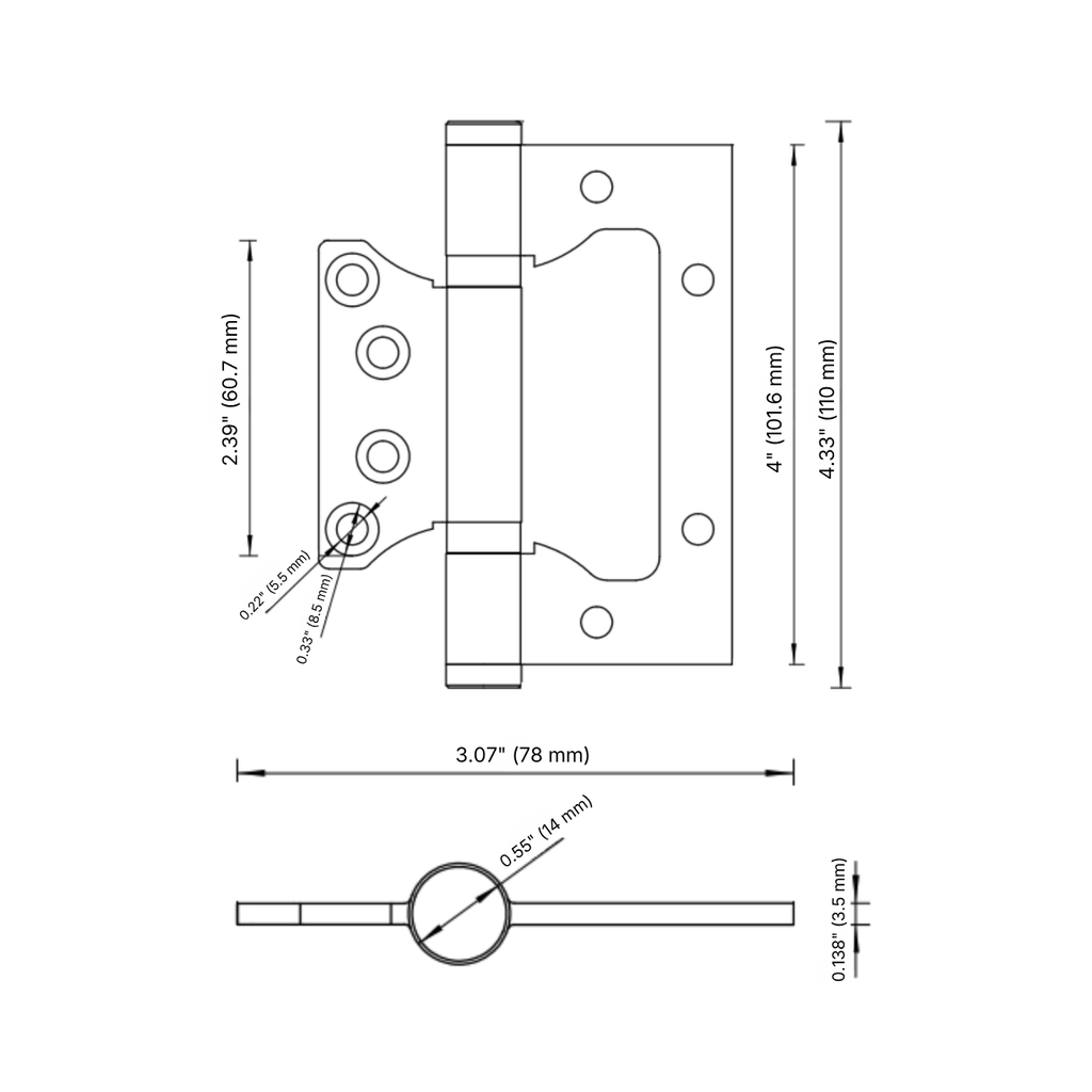 Butterfly Brass Hinge — 4.33" × 3.07"
