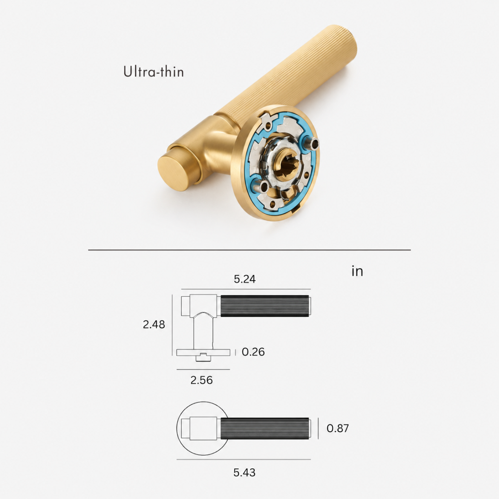 The Marbella — Reeded Solid Brass Door Handle Set