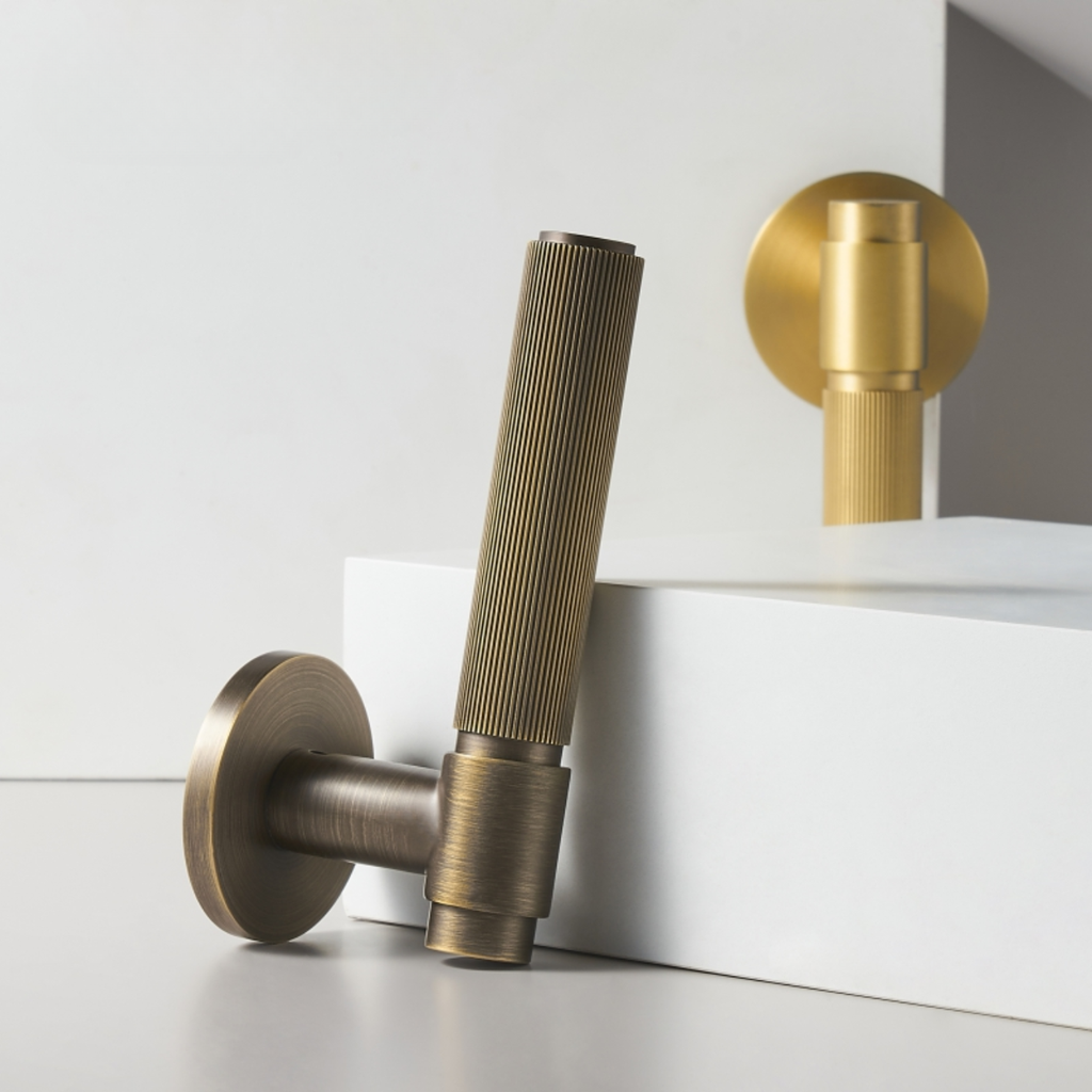 The Marbella — Reeded Solid Brass Door Handle Set