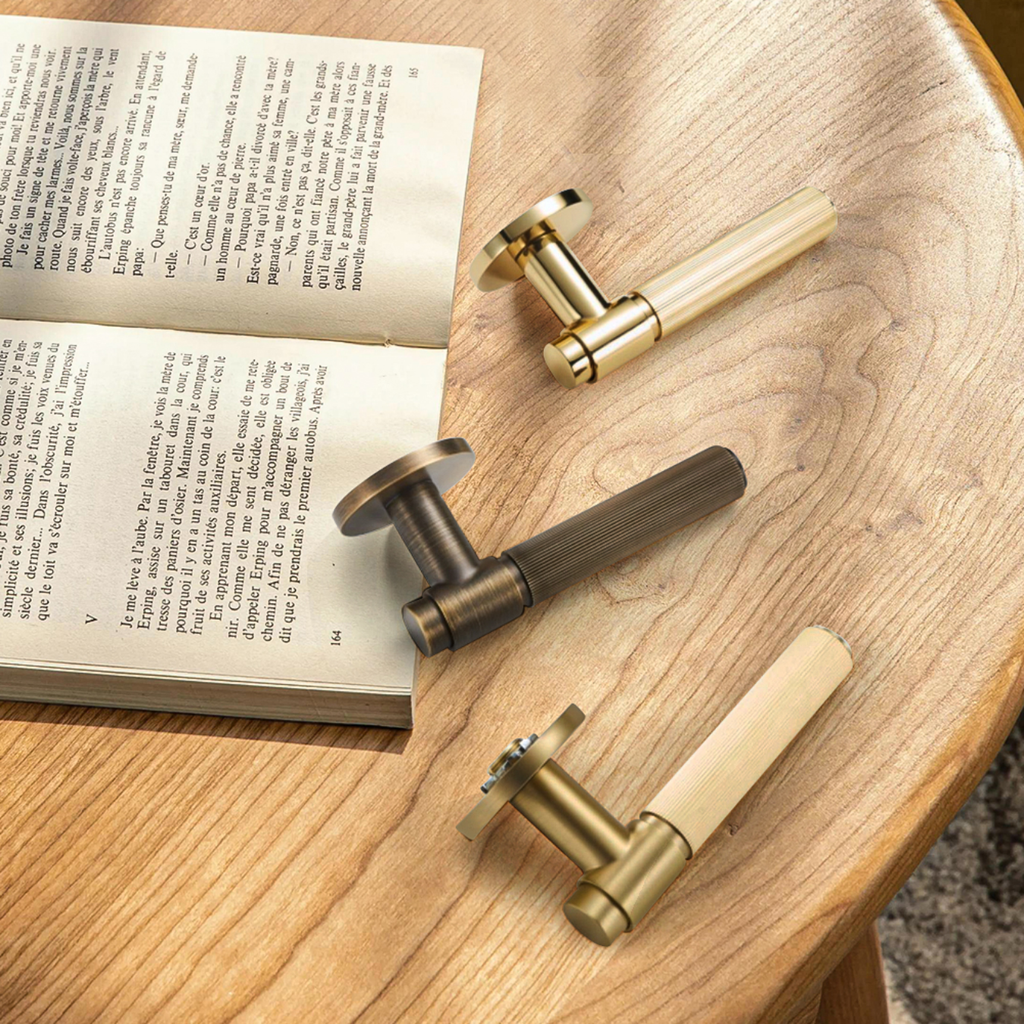 The Marbella — Reeded Solid Brass Door Handle Set