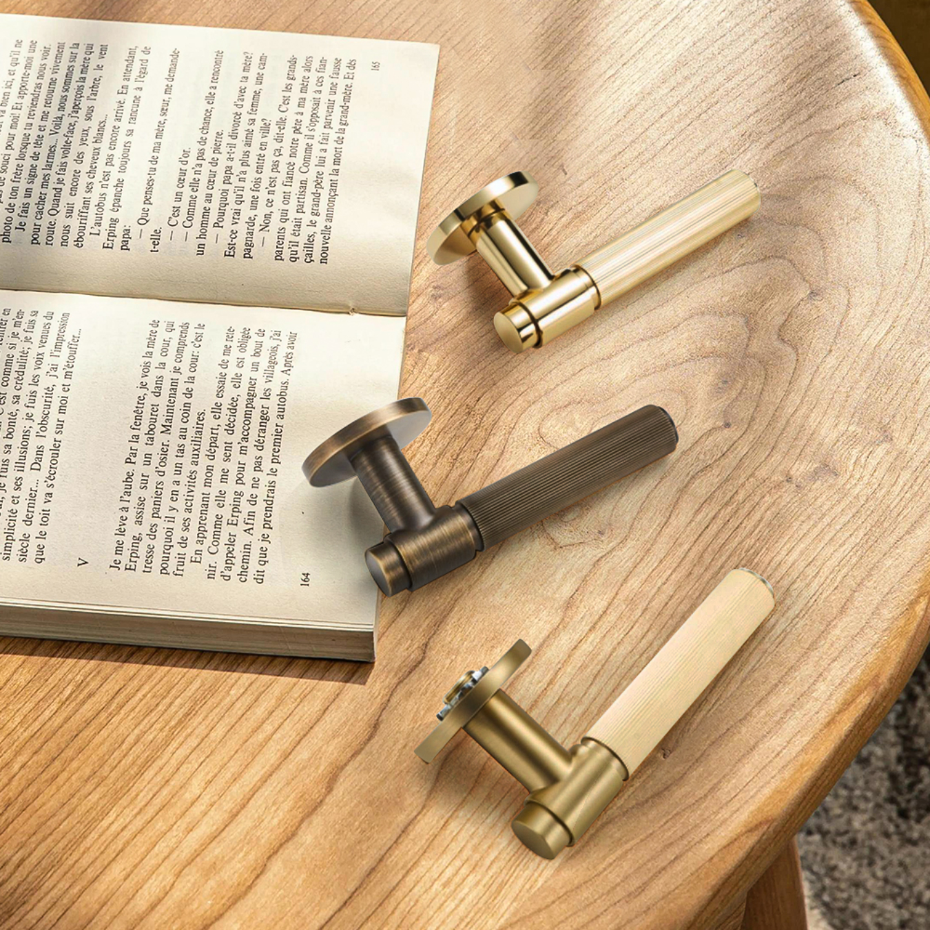 The Marbella — Reeded Solid Brass Door Handle Set
