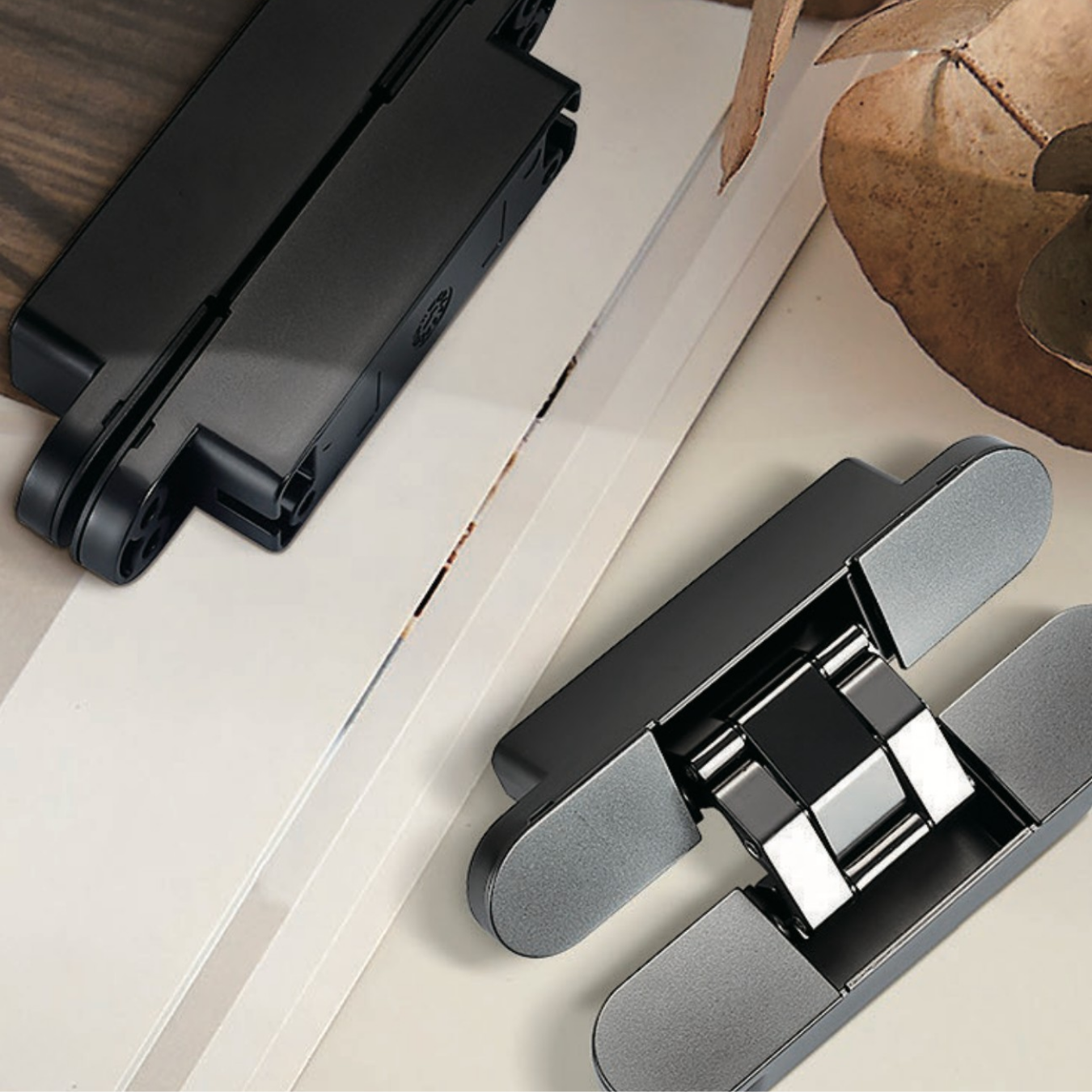 Concealed Brass Recessed Hinge — 5.31" × 1.10"