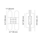 Concealed Brass Recessed Hinge — 5.31" × 1.10"