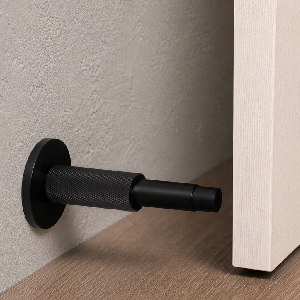 Knurled Solid Brass Cylinder Door Stop