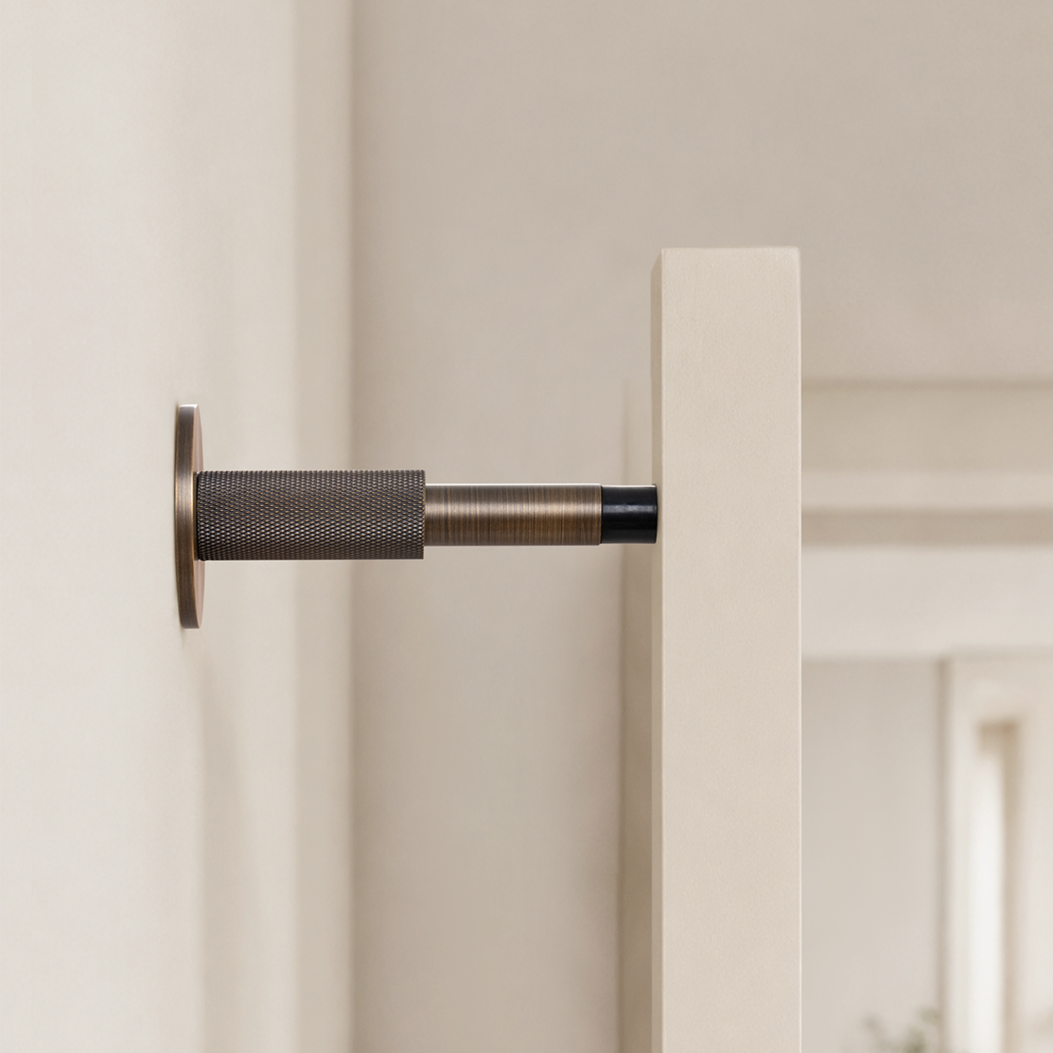 Knurled Solid Brass Cylinder Door Stop