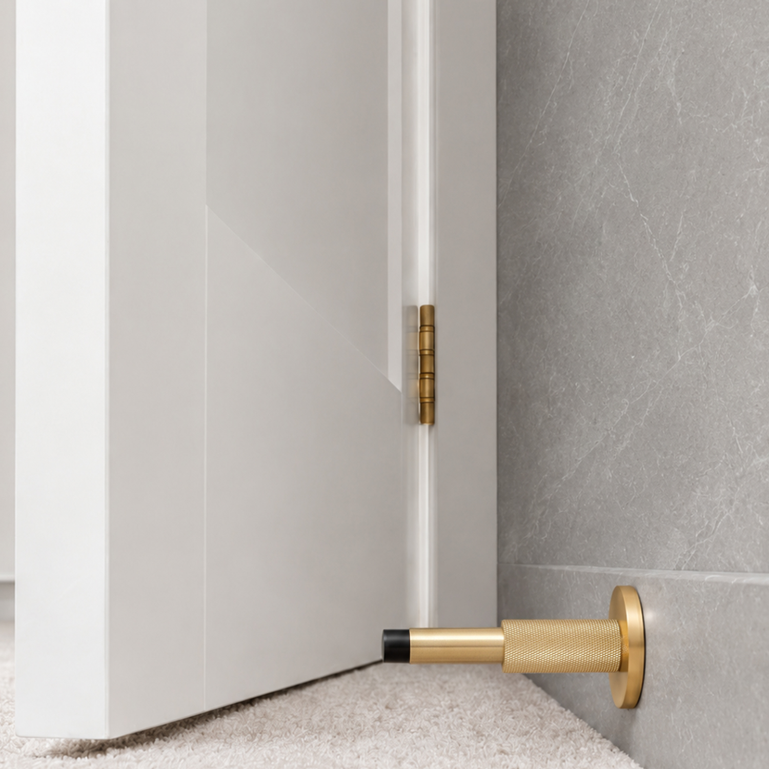 Knurled Solid Brass Cylinder Door Stop