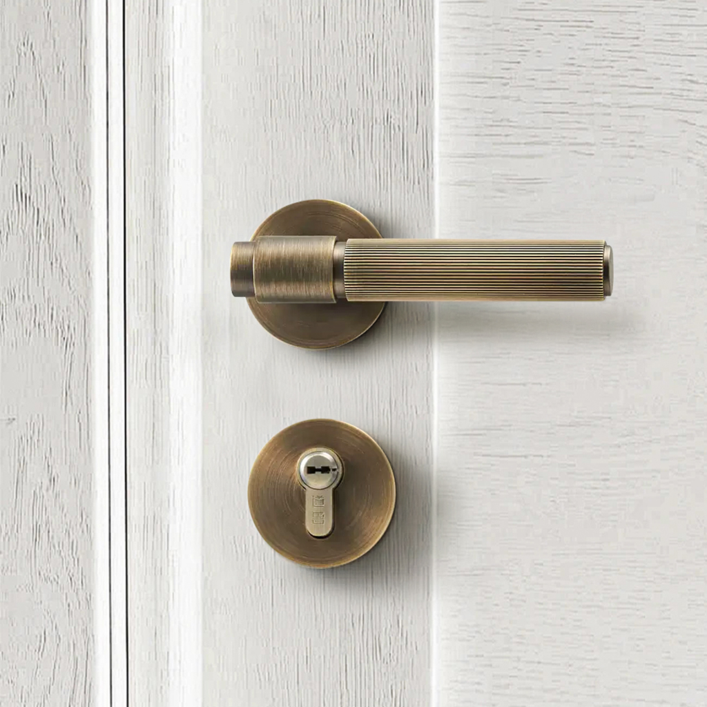 The Marbella — Reeded Solid Brass Door Handle Set