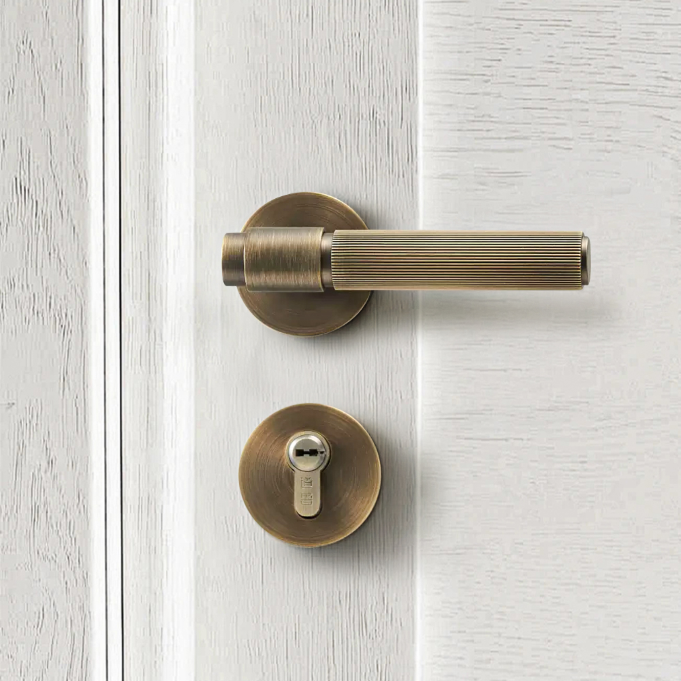 The Marbella — Reeded Solid Brass Door Handle Set