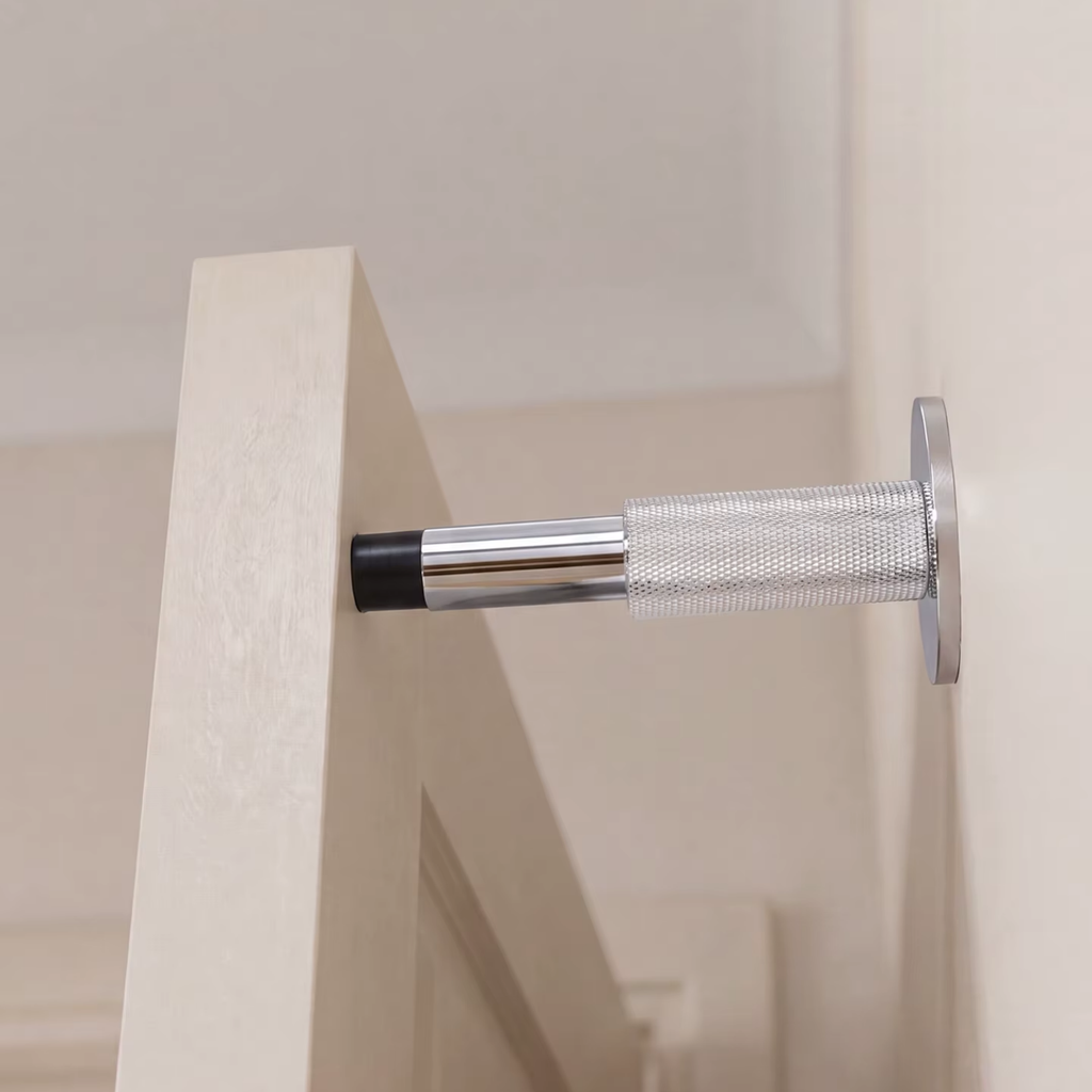 Knurled Solid Brass Cylinder Door Stop