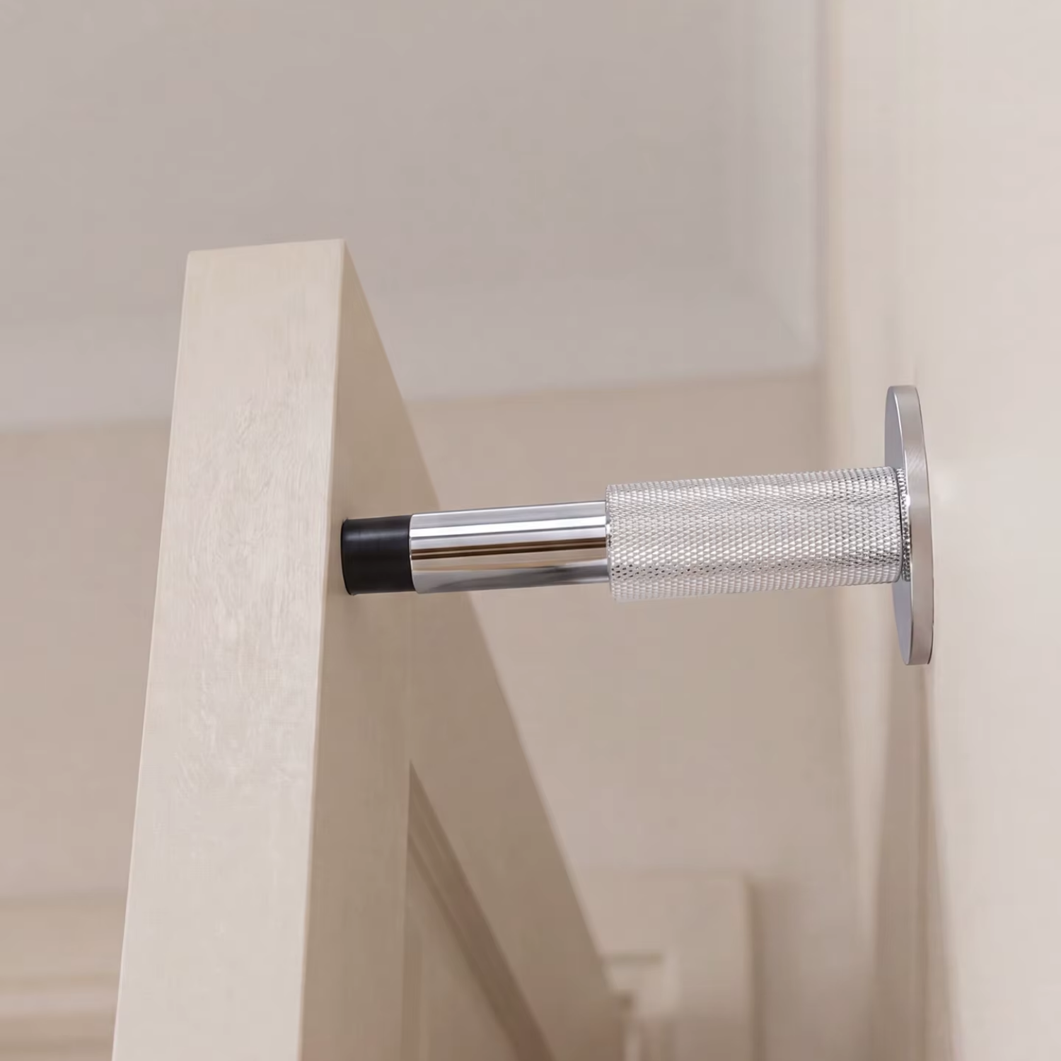 Knurled Solid Brass Cylinder Door Stop