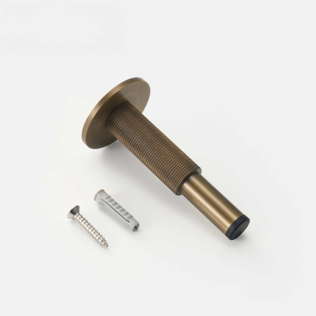 Knurled Brass Cylinder Door Stop