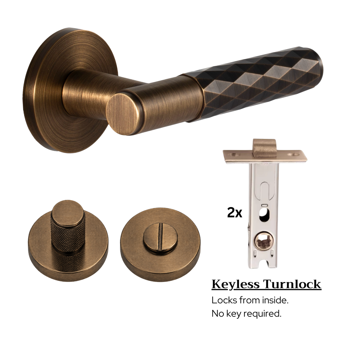 The Bristol — Faceted Solid Brass Handle Set