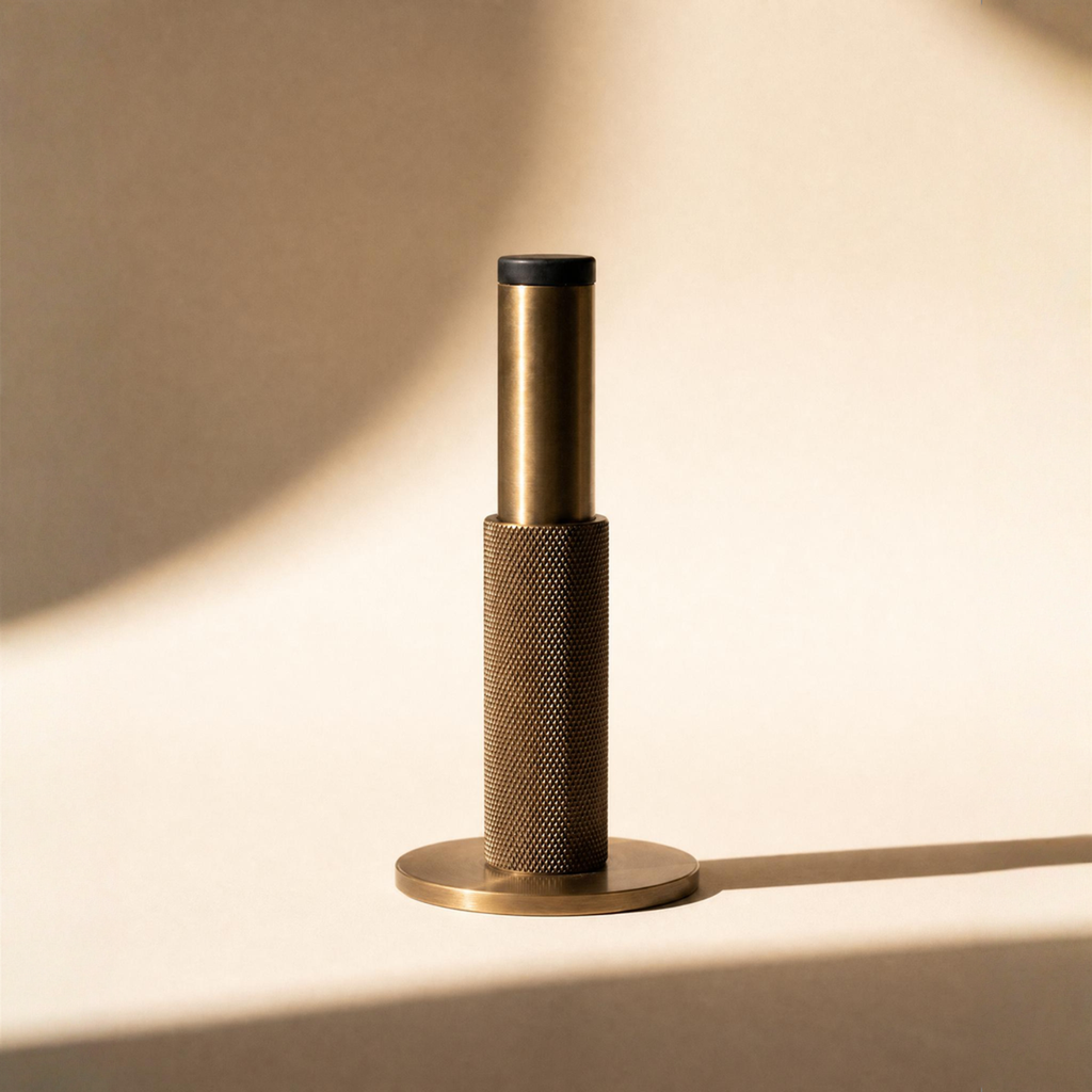 Knurled Brass Cylinder Door Stop
