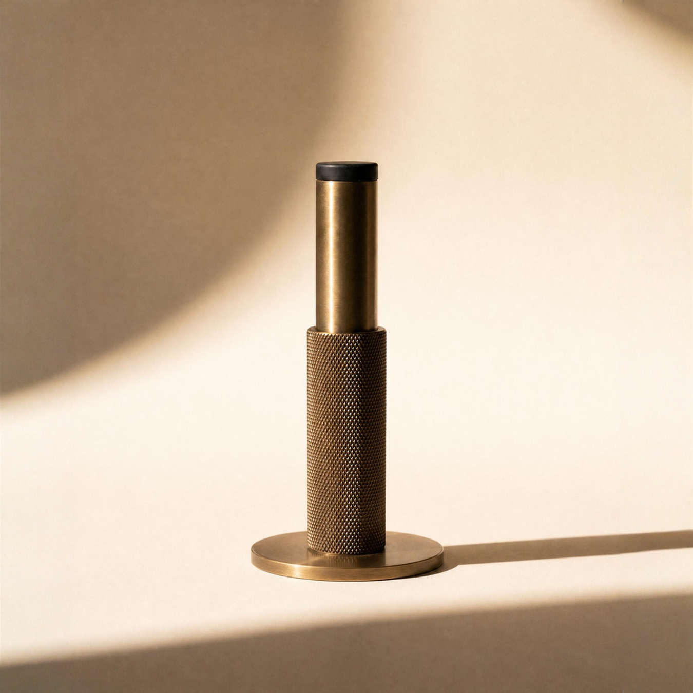 Knurled Brass Cylinder Door Stop