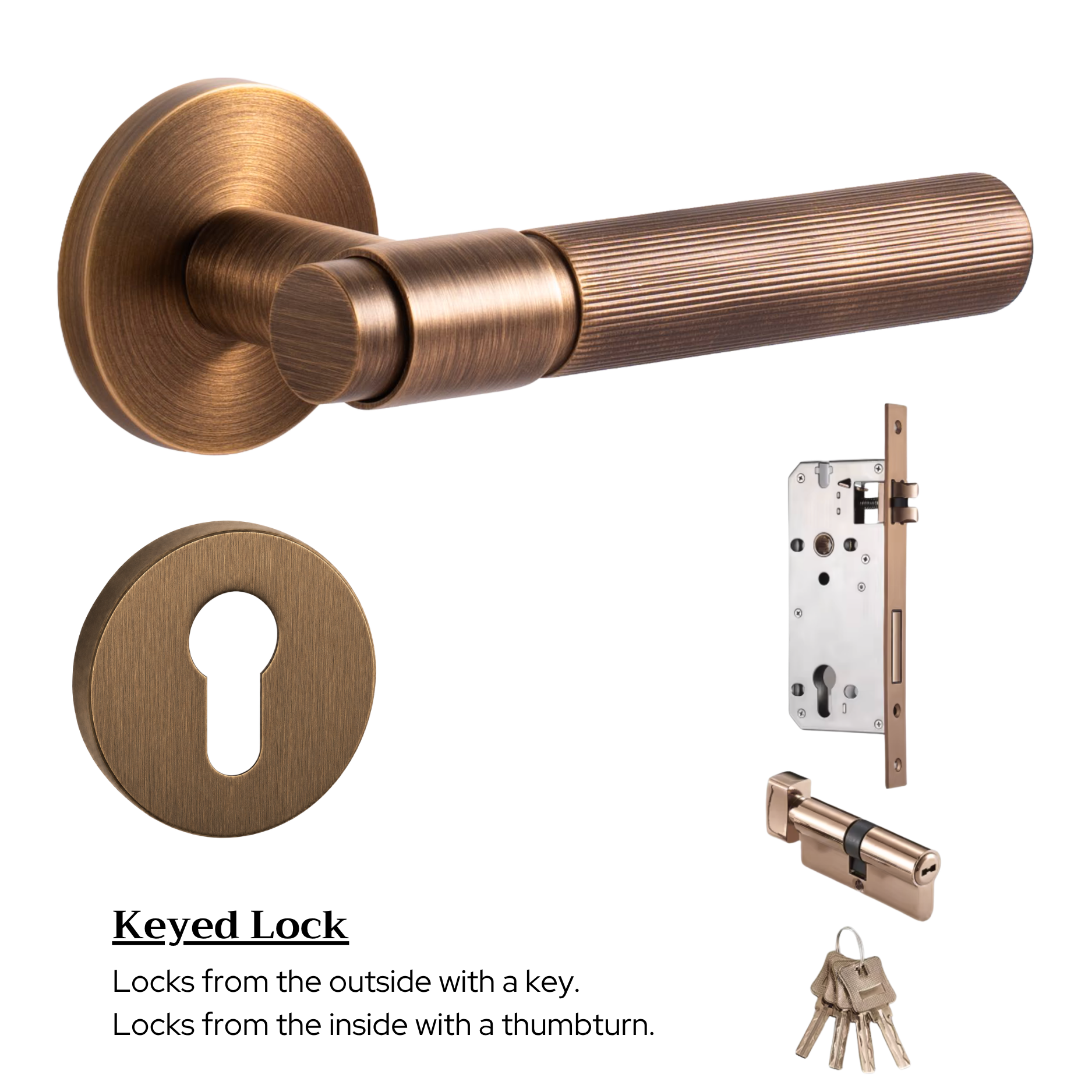The Marbella — Reeded Solid Brass Handle Set
