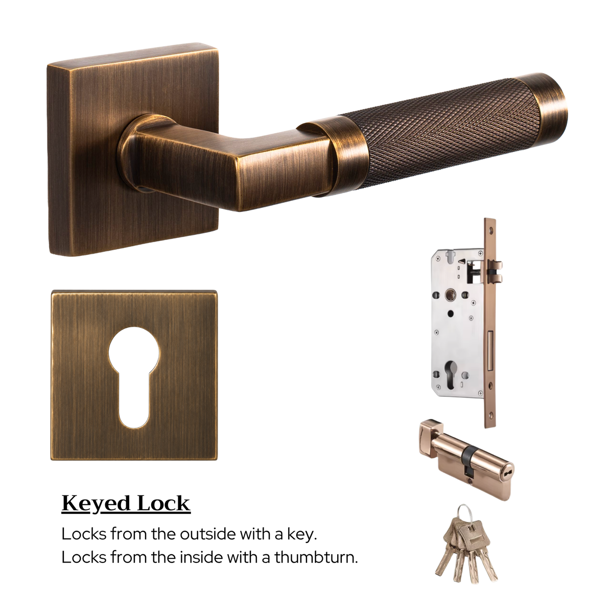 The Valencia — Knurled Solid Brass Handle Set