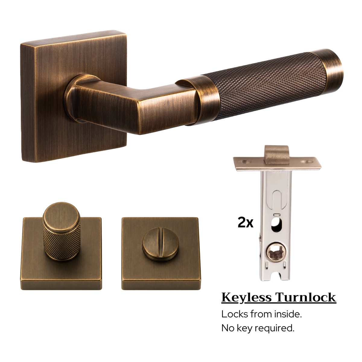 The Valencia — Knurled Solid Brass Handle Set