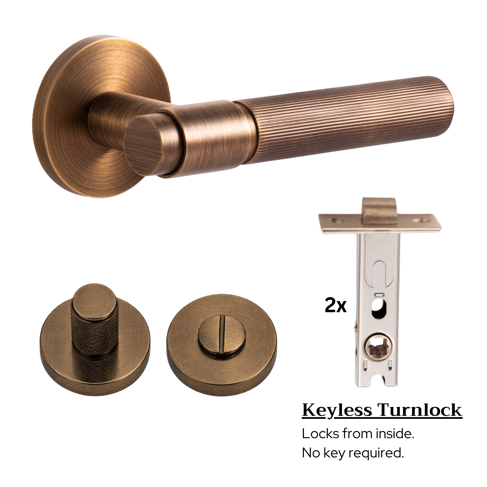 The Marbella — Reeded Solid Brass Handle Set