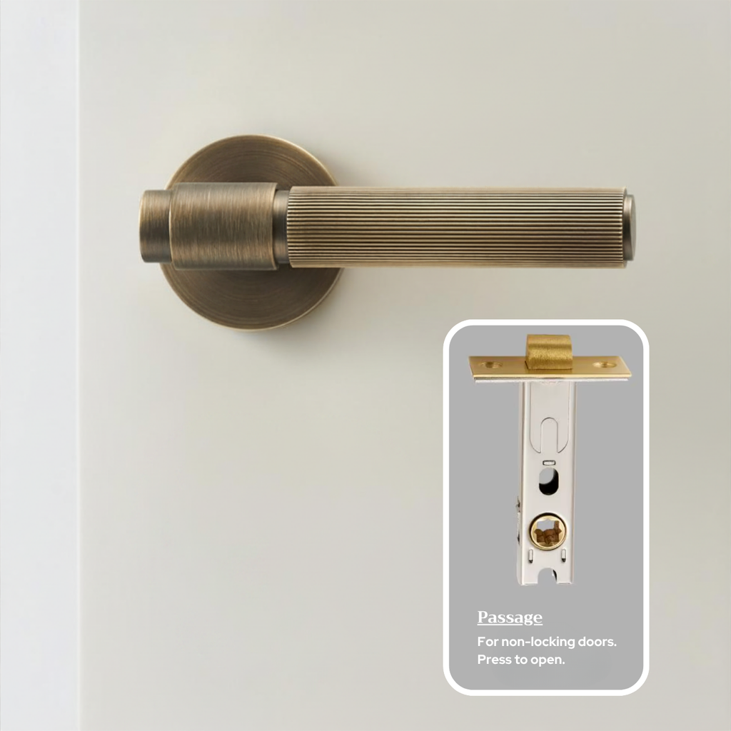 The Marbella — Reeded Solid Brass Door Handle Set