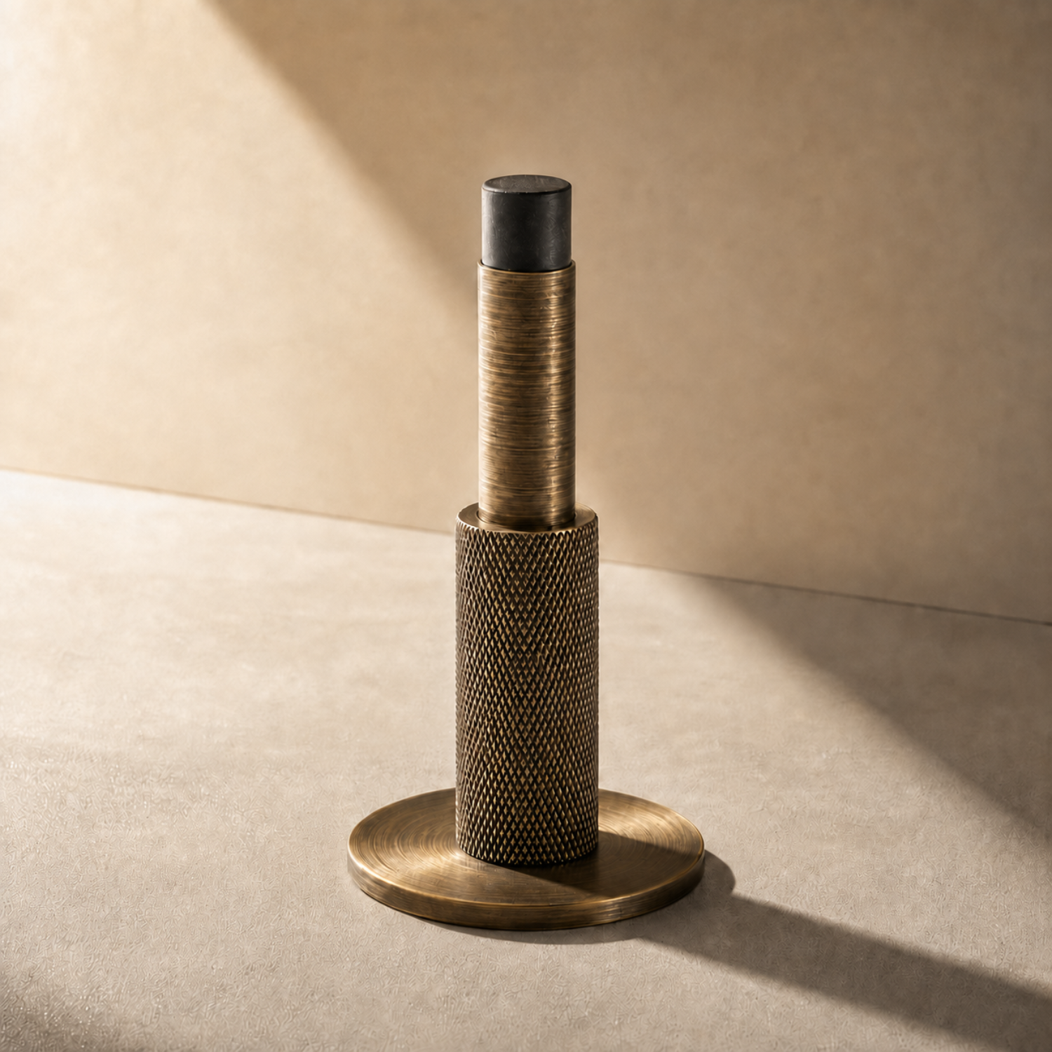 Knurled Solid Brass Cylinder Door Stop