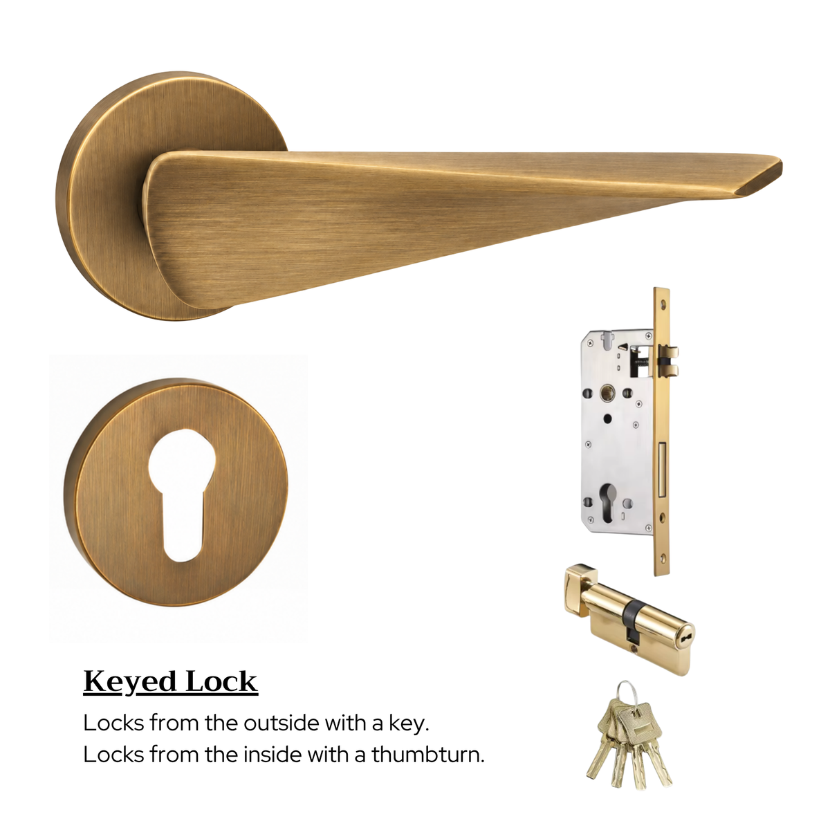 The Shoreditch — Smooth Solid Brass Handle Set