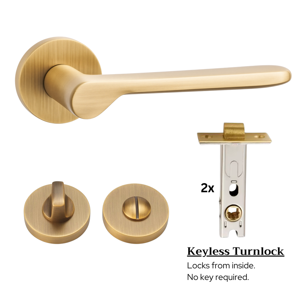 The Cannes — Smooth Solid Brass Handle Set