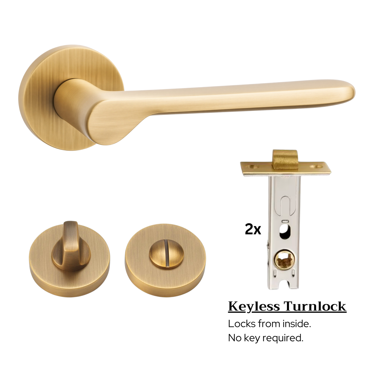 The Cannes — Smooth Solid Brass Handle Set
