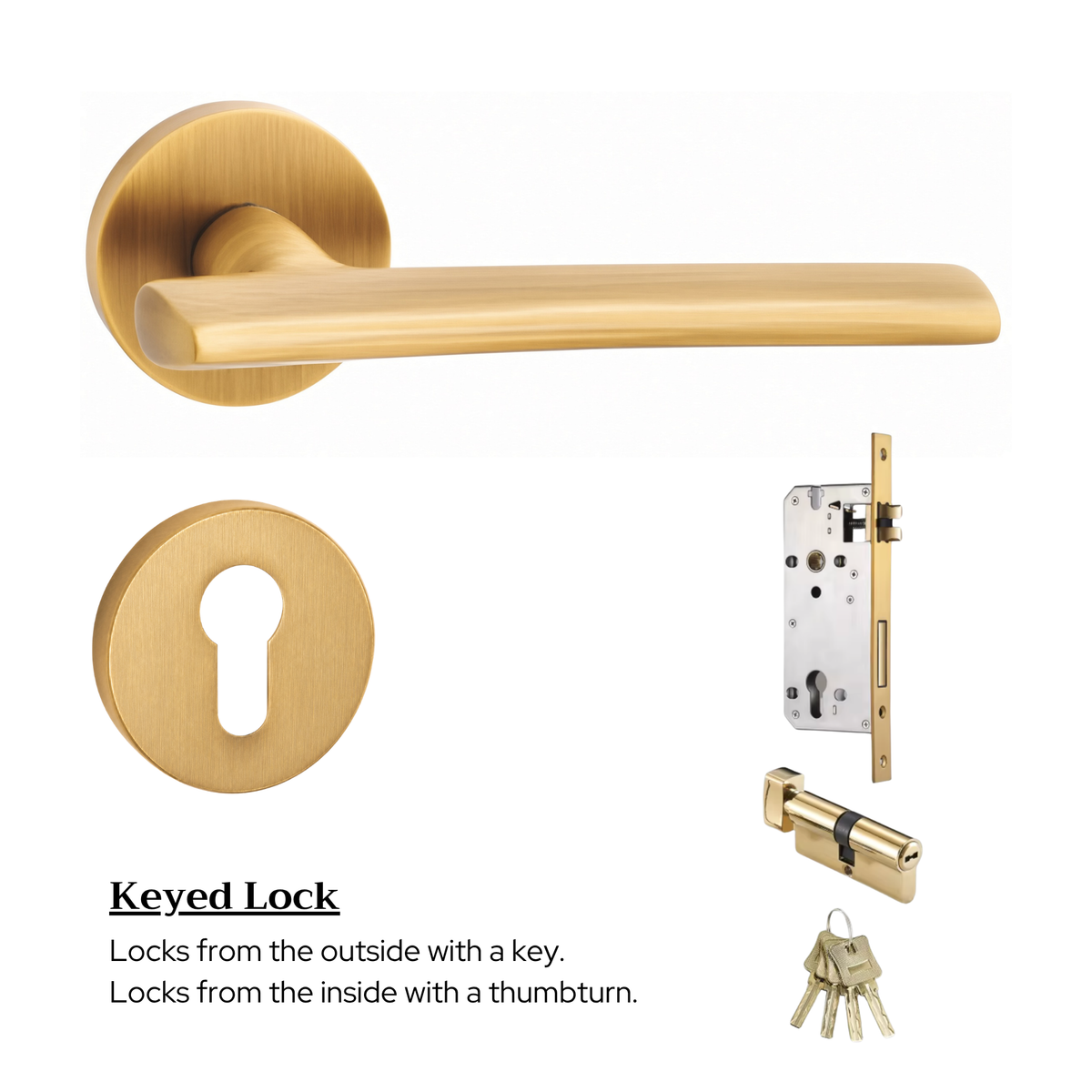The Langley — Smooth Solid Brass Handle Set