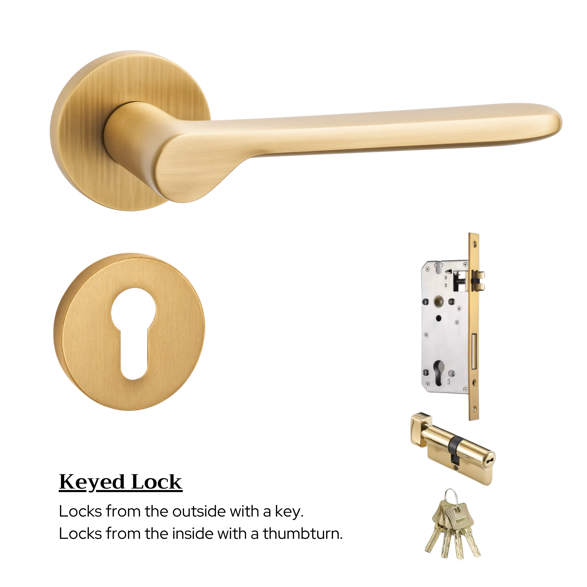The Cannes — Smooth Solid Brass Handle Set