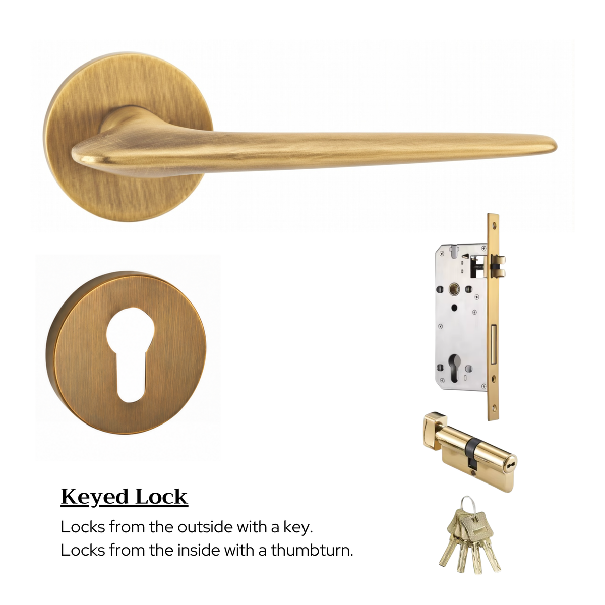 The Tilbury — Smooth Solid Brass Handle Set
