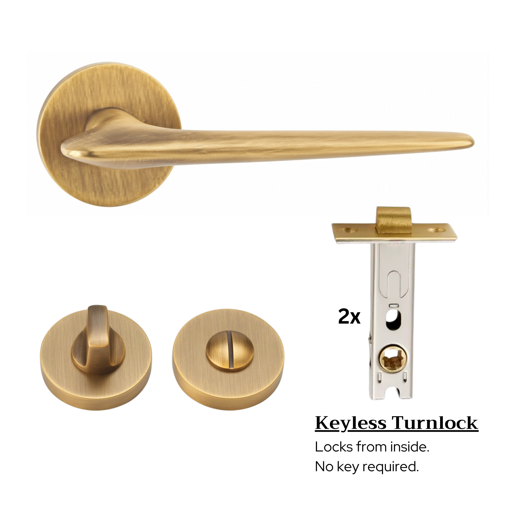 The Tilbury — Smooth Solid Brass Handle Set