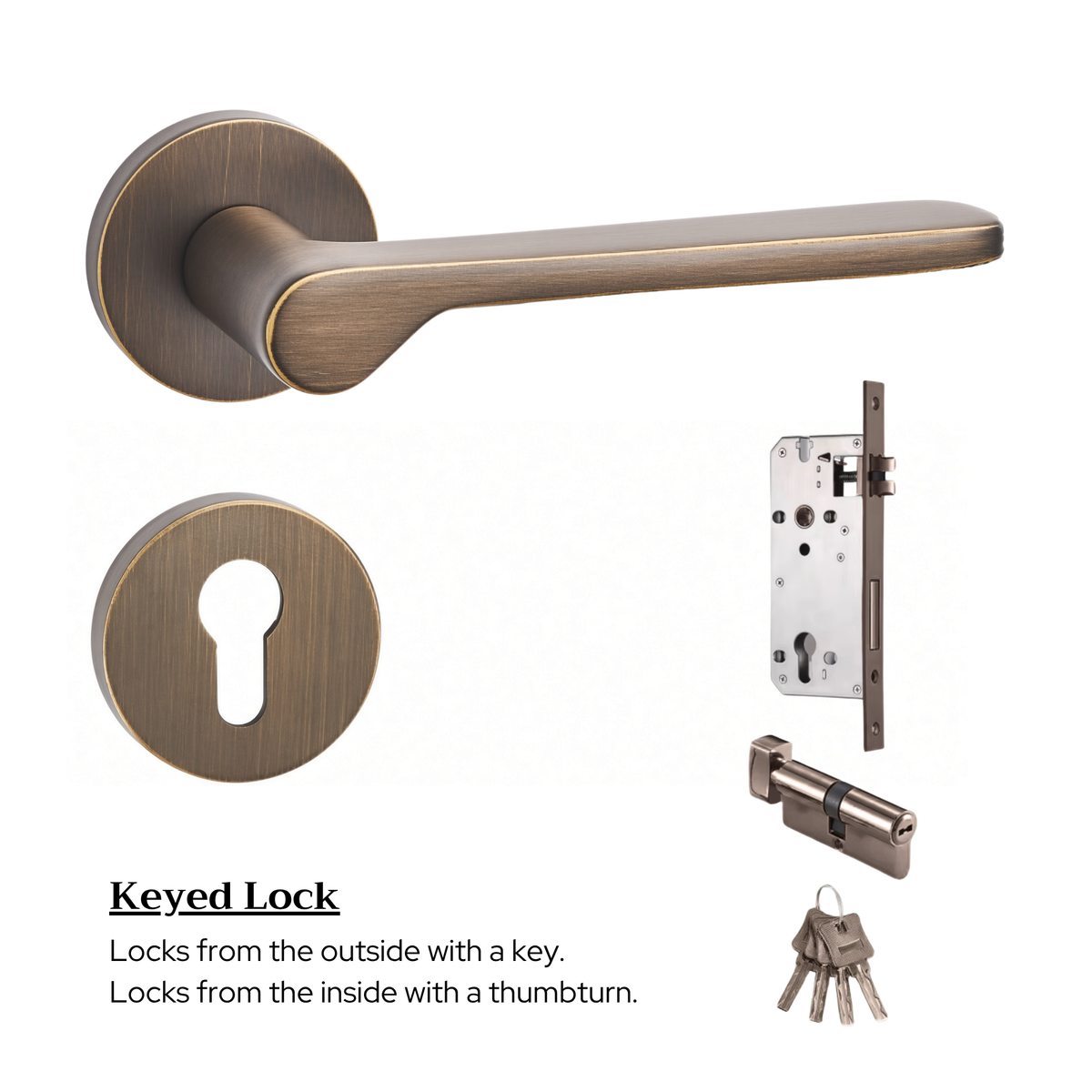 The Cannes — Smooth Solid Brass Handle Set