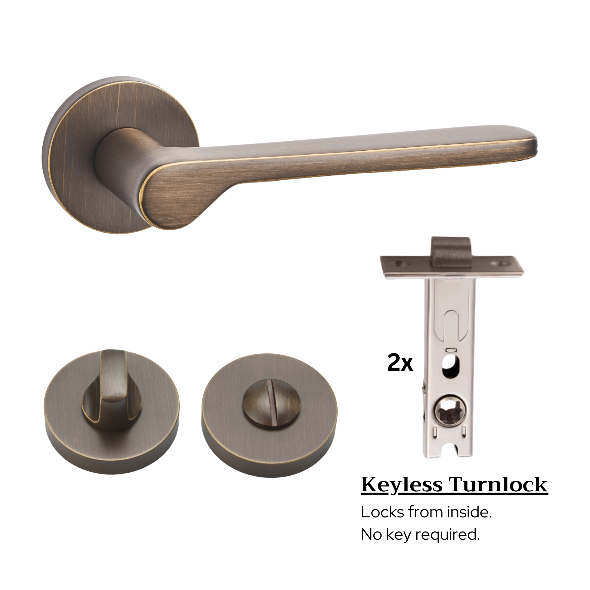 The Cannes — Smooth Solid Brass Handle Set