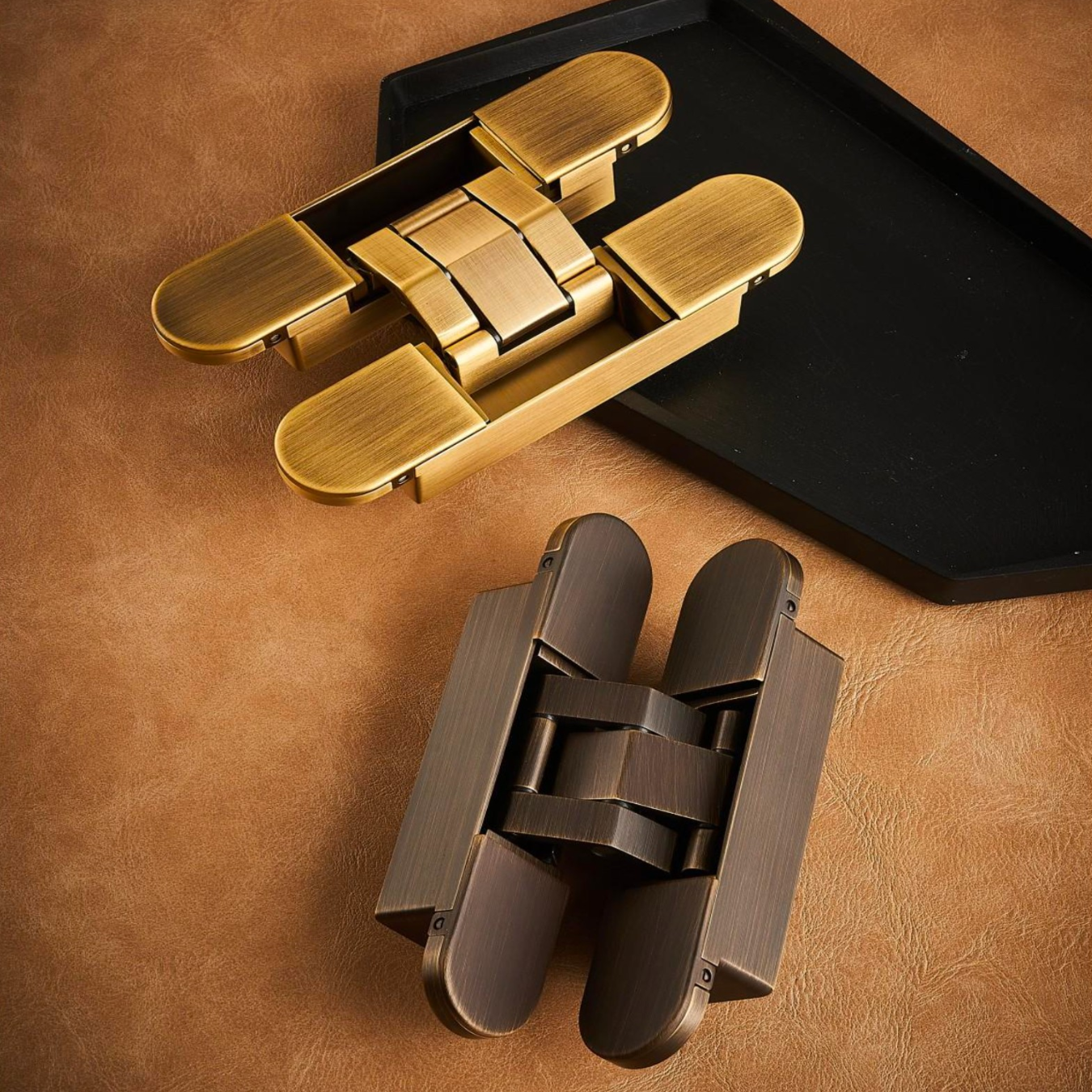 Concealed Brass Recessed Hinge — 5.31" × 1.10"