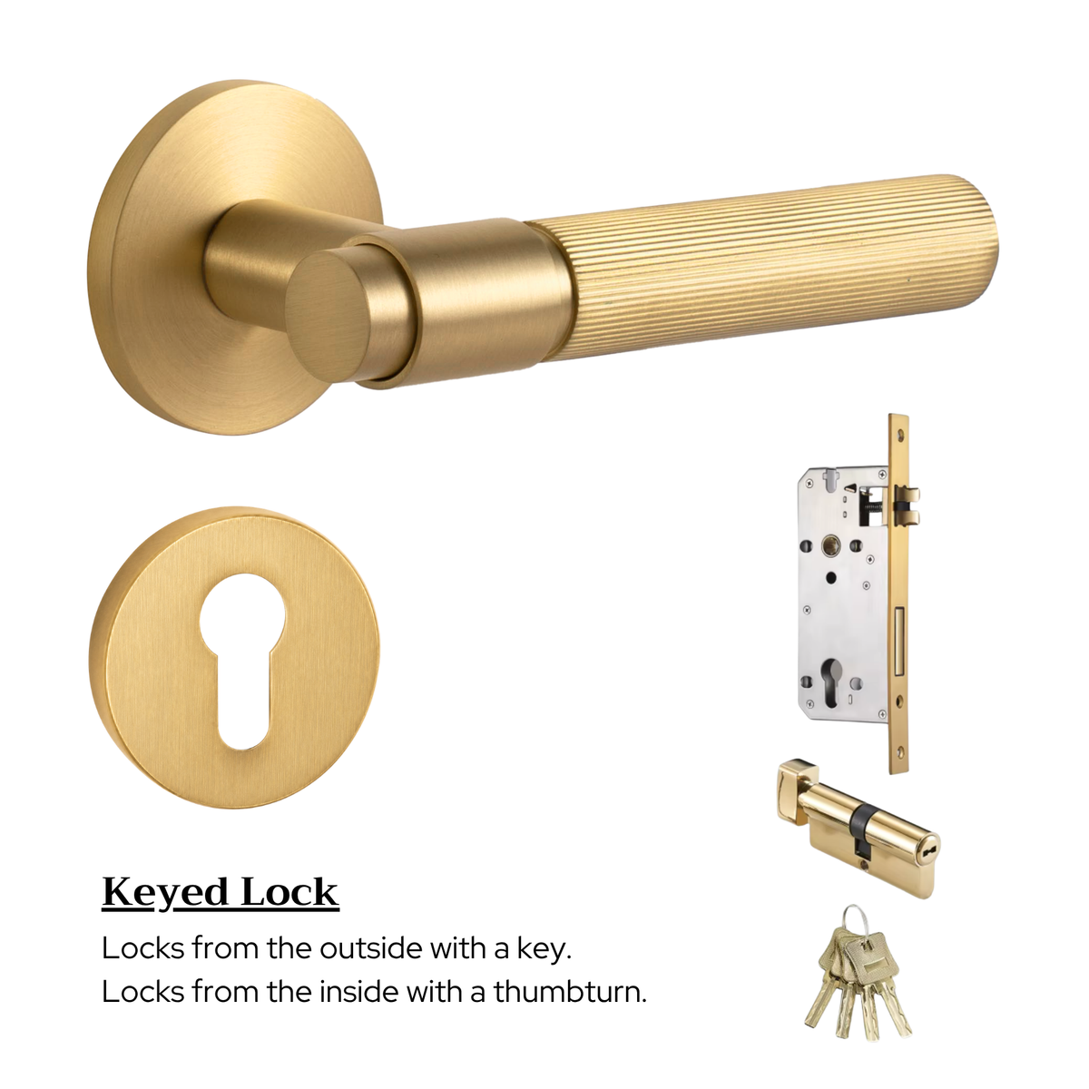 The Marbella — Reeded Solid Brass Handle Set