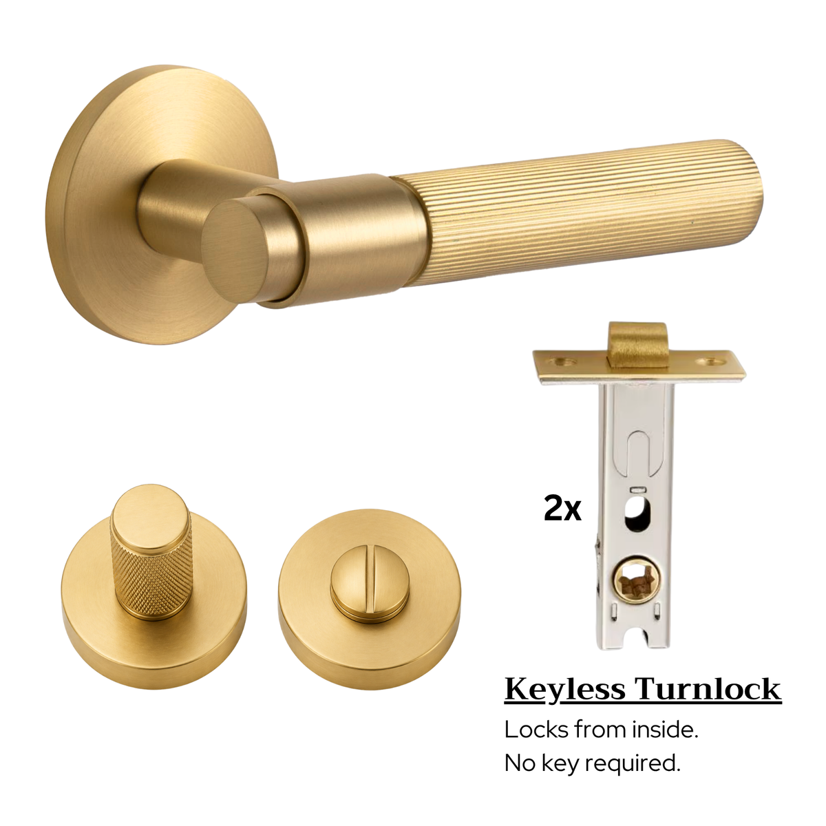 The Marbella — Reeded Solid Brass Handle Set