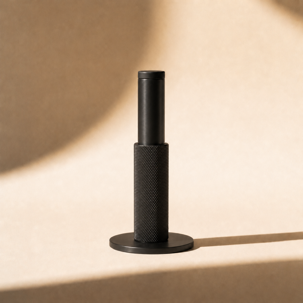 Knurled Brass Cylinder Door Stop