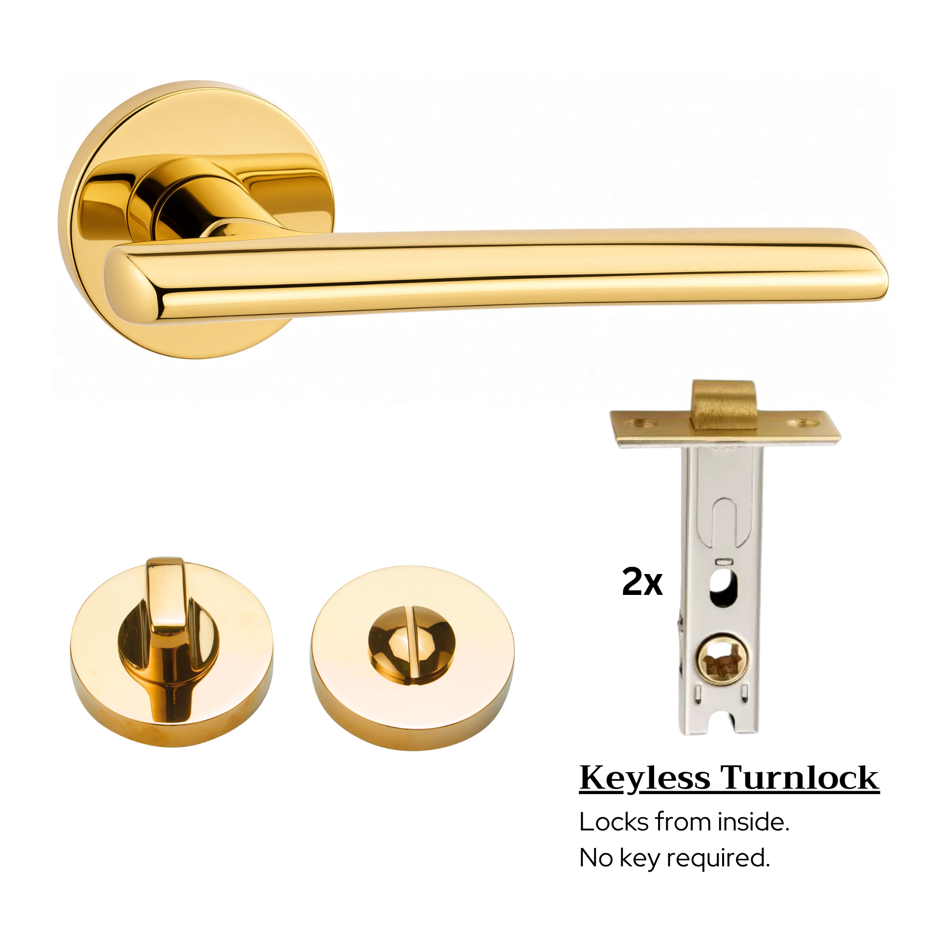 The Langley — Smooth Solid Brass Handle Set