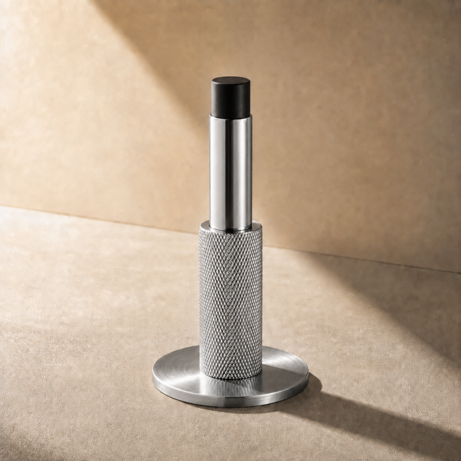 Knurled Solid Brass Cylinder Door Stop