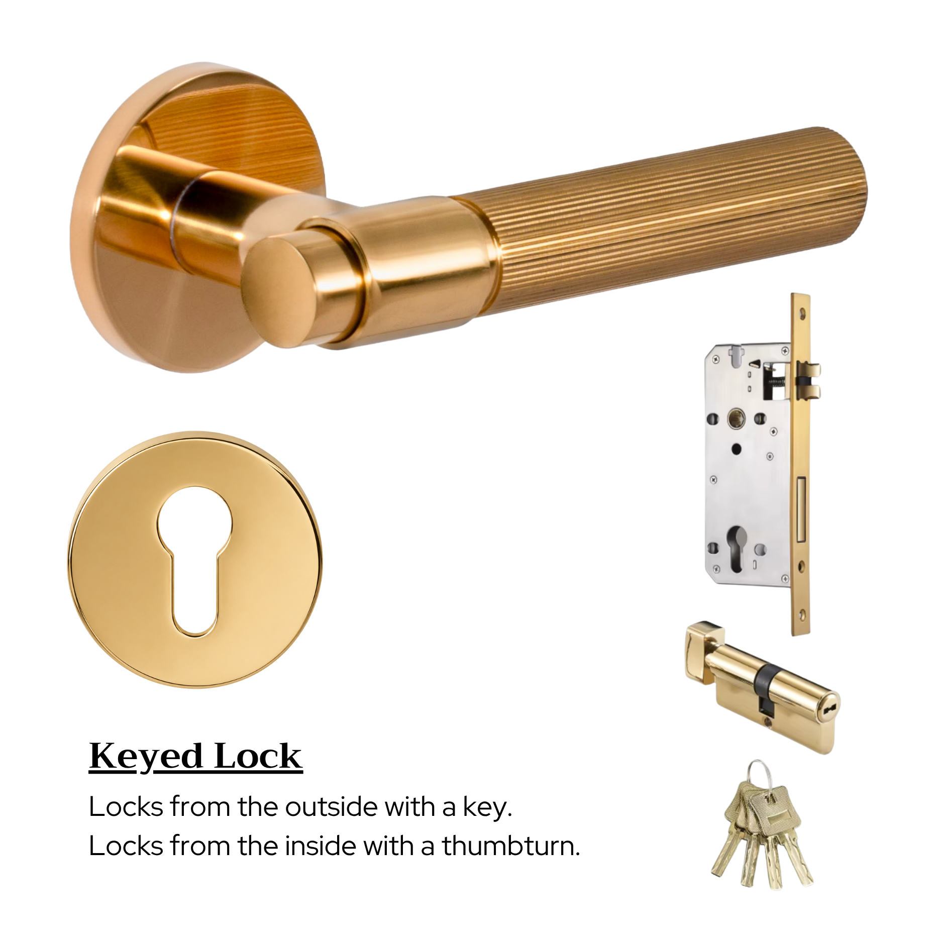 The Marbella — Reeded Solid Brass Handle Set
