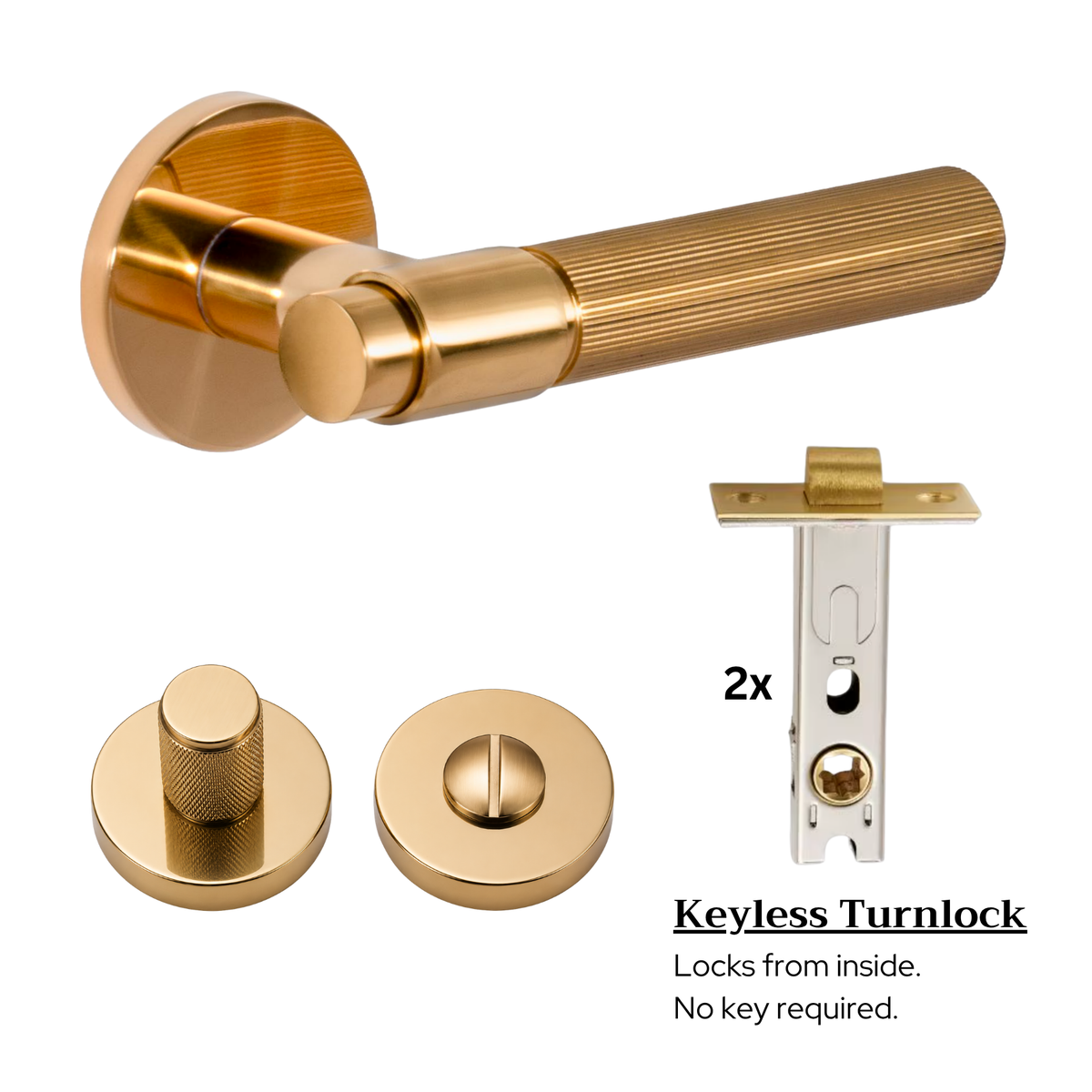 The Marbella — Reeded Solid Brass Handle Set
