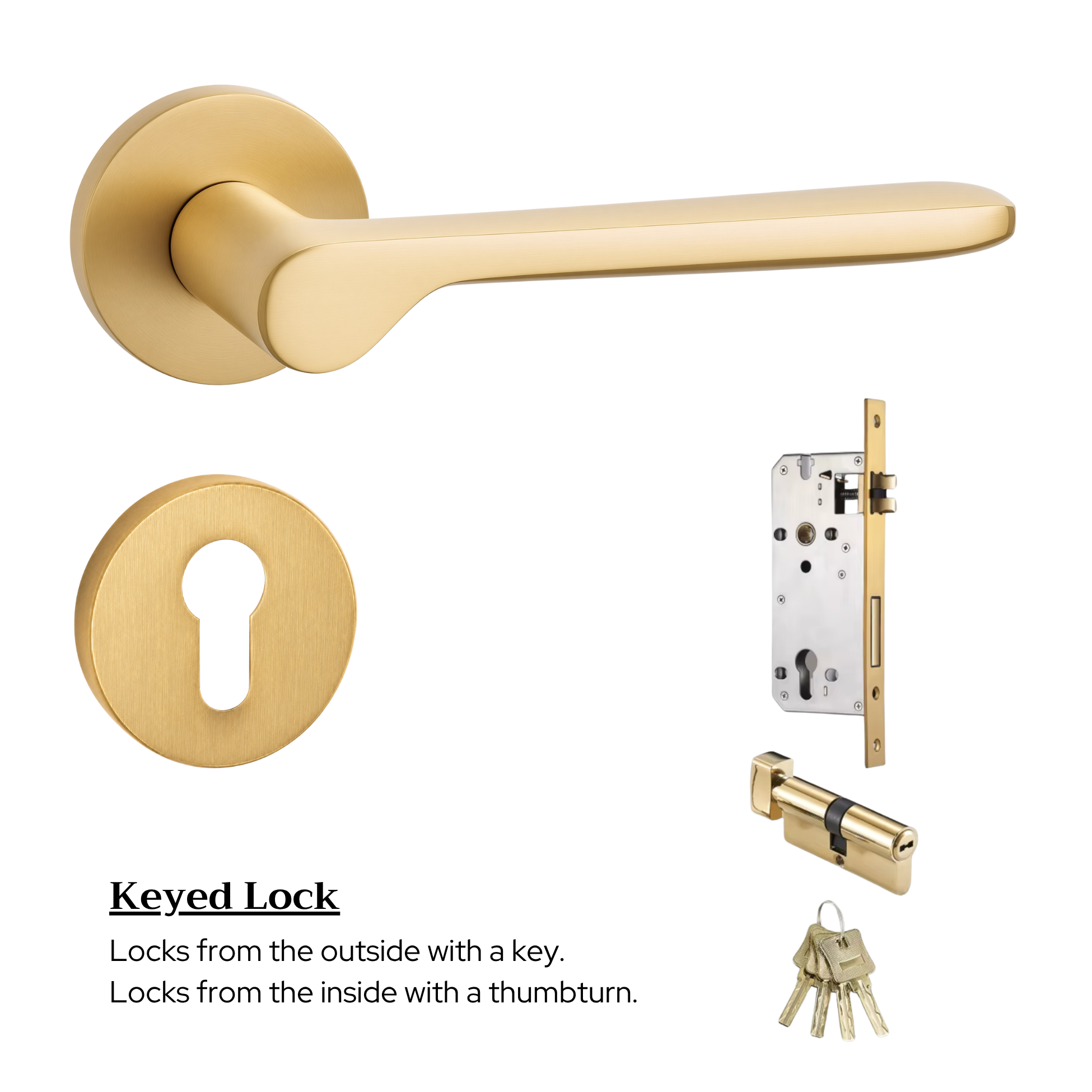 The Cannes — Smooth Solid Brass Handle Set
