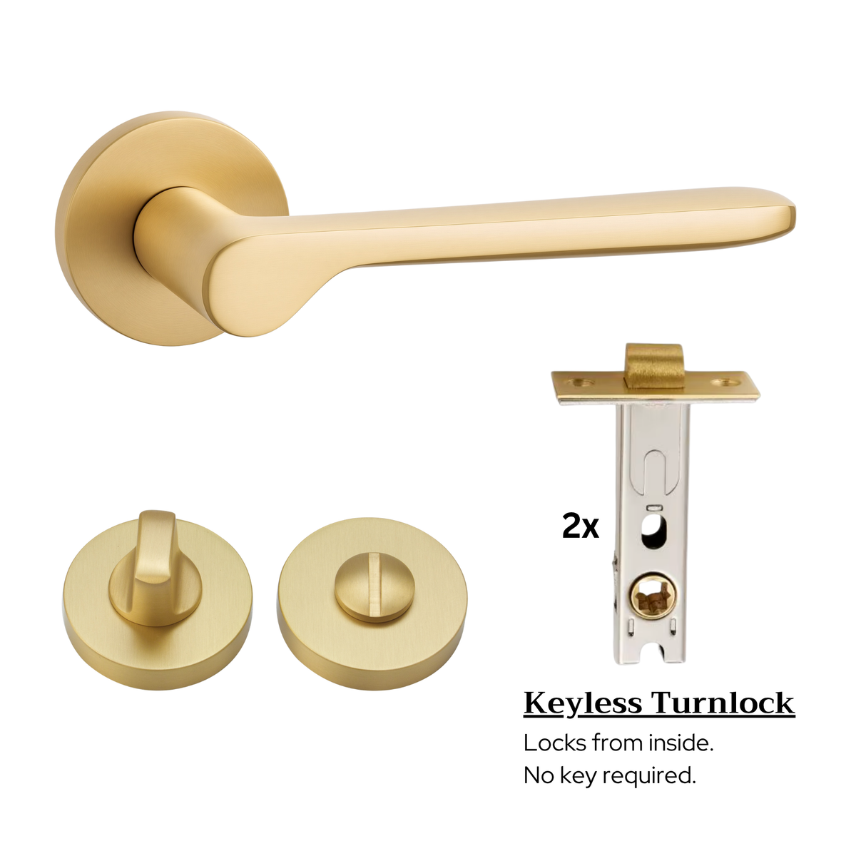 The Cannes — Smooth Solid Brass Handle Set
