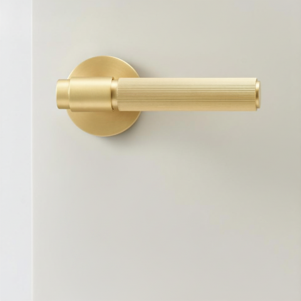 The Marbella — Reeded Solid Brass Door Handle Set