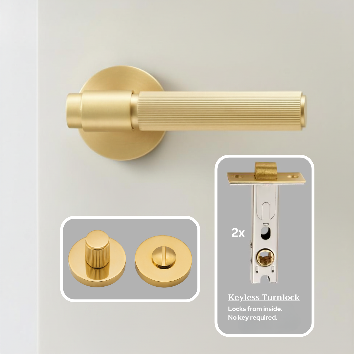 The Marbella — Reeded Solid Brass Door Handle Set