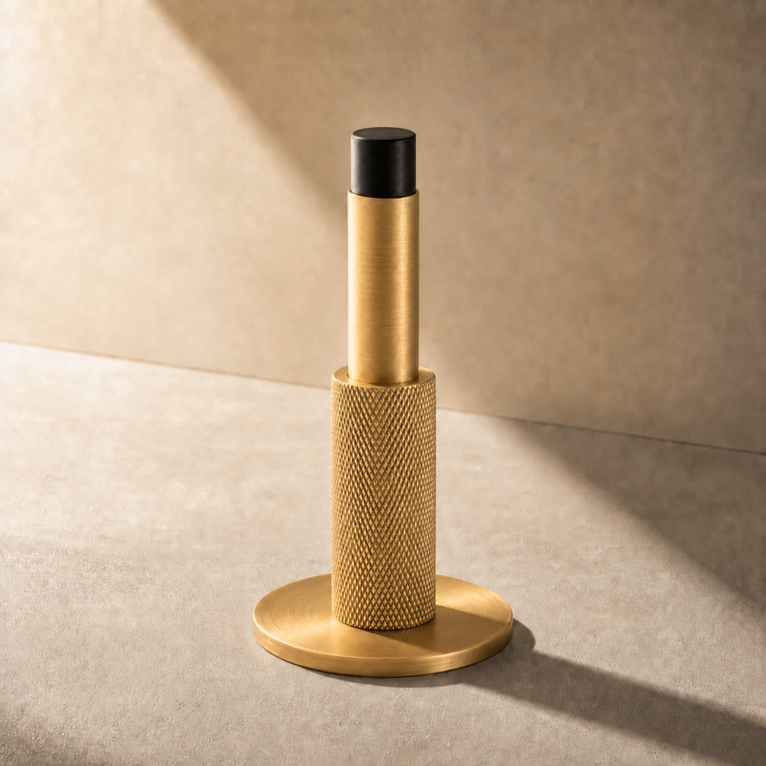 Knurled Solid Brass Cylinder Door Stop