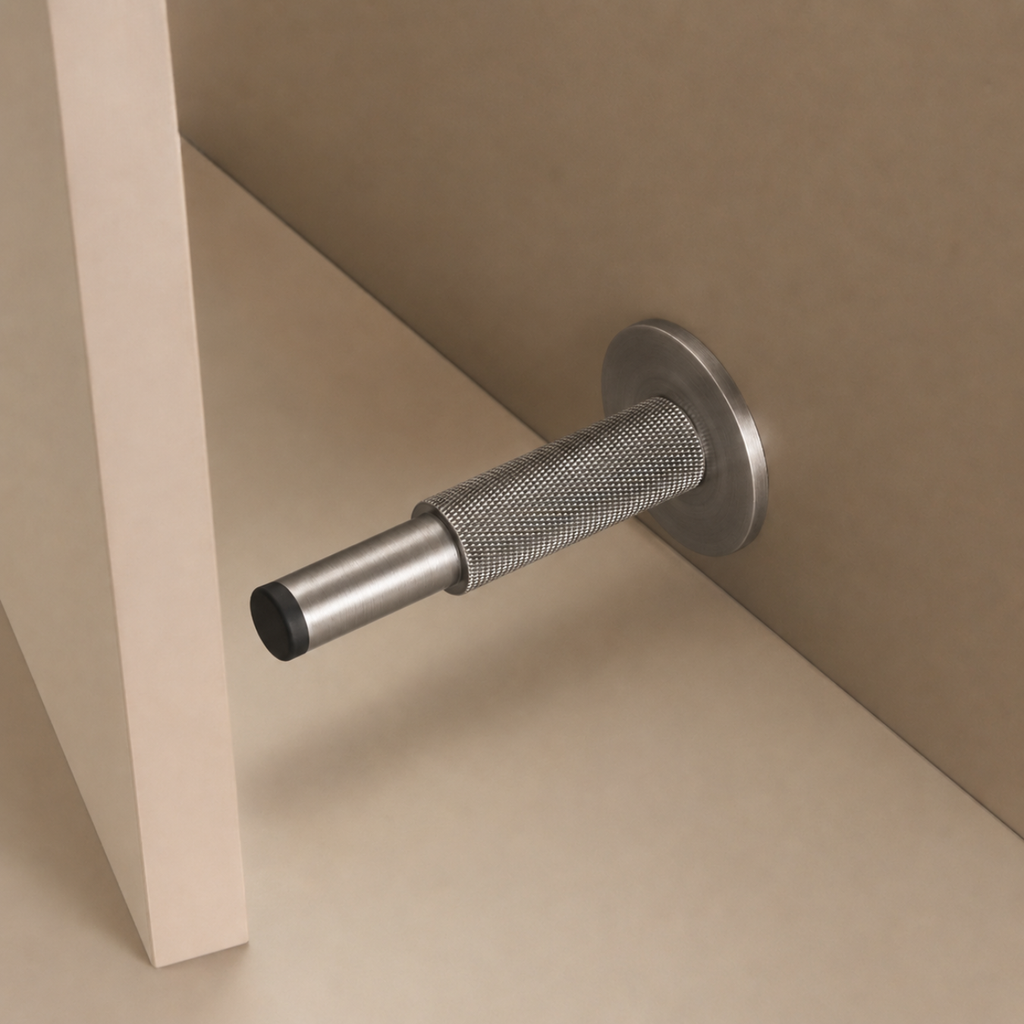 Knurled Brass Cylinder Door Stop